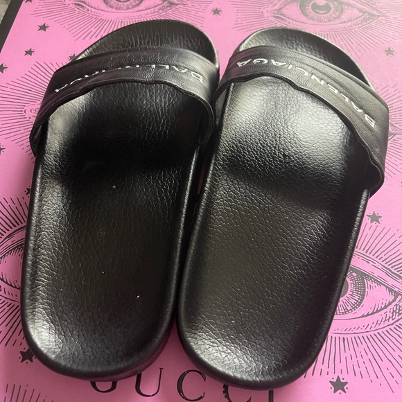 100% AUTH BALENCIAGA LOGO LEATHER SANDALS 35 5 - Picture 4 of 13